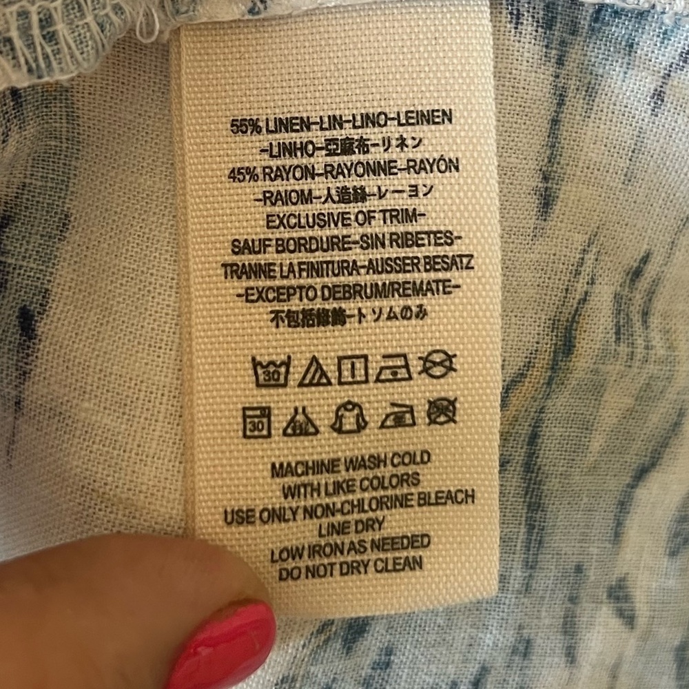 Free People Beach Party Dress, Tropical Linen Vacation Size 6 - Picture 12 of 16